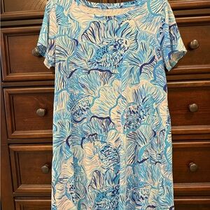 Lilly Pulitzer Blue, Light Pink & Navy Floral Shift Dress